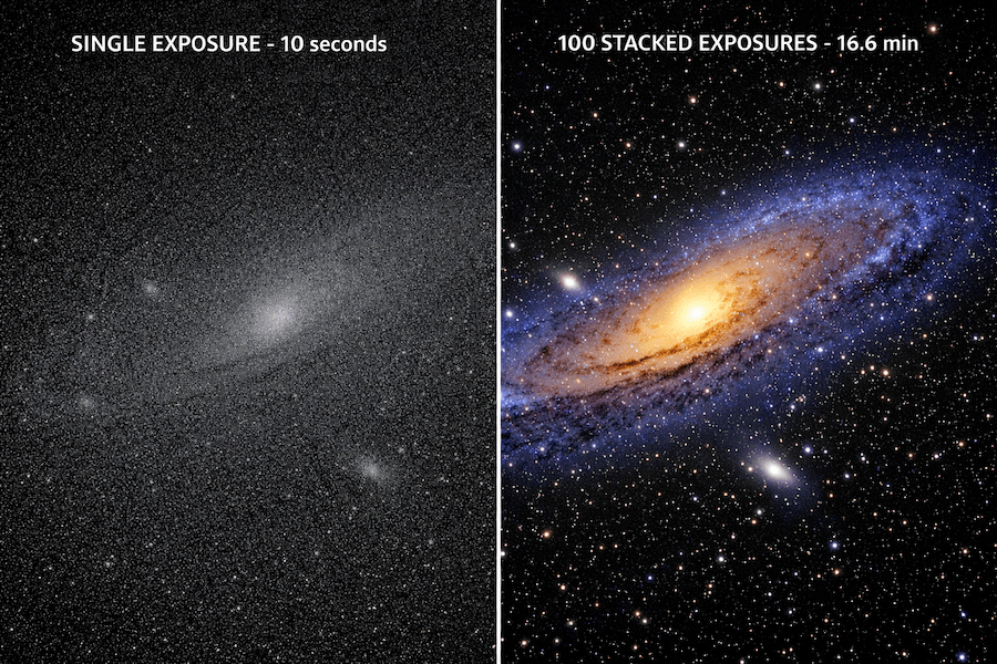 Astrophotography Exposure Comparison